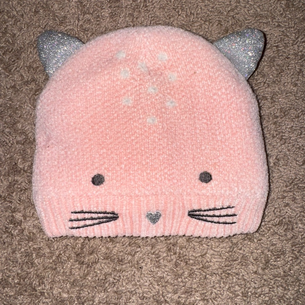 3/$15 Barnes and Noble Pink Cat Ear Beanie for girls age 3-6